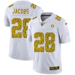 Las Vegas Raiders #28 Josh Jacobs Men's Flocked Leopard Print Vapor Limited NFL Jersey White