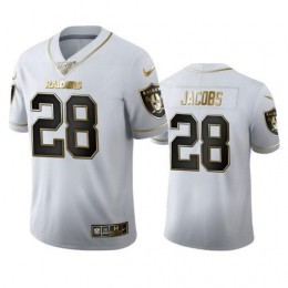 Las Vegas Raiders #28 Josh Jacobs Men's White Golden Edition Vapor Limited NFL 100 Jersey