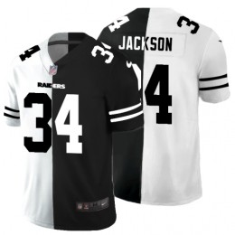 Las Vegas Raiders #34 Bo Jackson Men's Black V White Peace Split Vapor Untouchable Limited NFL Jersey