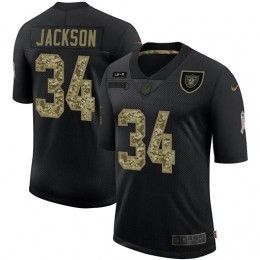 Las Vegas Raiders #34 Bo Jackson Men's 2020 Salute To Service Camo Limited NFL Jersey Black