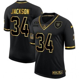 Las Vegas Raiders #34 Bo Jackson Men's 2020 Salute To Service Golden Limited NFL Jersey Black
