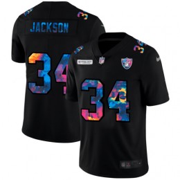 Las Vegas Raiders #34 Bo Jackson Men's Multi-Color Black 2020 NFL Crucial Catch Vapor Untouchable Limited Jersey