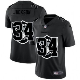 Las Vegas Raiders #34 Bo Jackson Men's Team Logo Dual Overlap Limited NFL Jersey Black