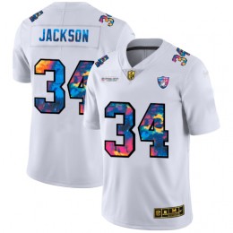 Las Vegas Raiders #34 Bo Jackson Men's White Multi-Color 2020 NFL Crucial Catch Limited NFL Jersey