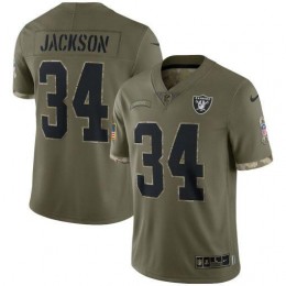 Las Vegas Raiders #34 Bo Jackson Men's 2022 Salute To Service Limited Jersey – Olive