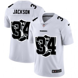 Las Vegas Raiders #34 Bo Jackson White Men's Team Logo Dual Overlap Limited NFL Jersey