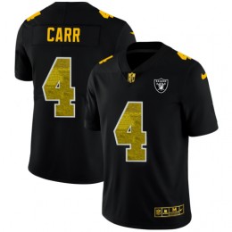 Las Vegas Raiders #4 Derek Carr Men's Black Golden Sequin Vapor Limited NFL Jersey