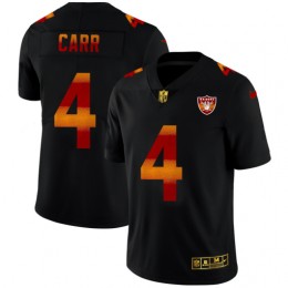 Las Vegas Raiders #4 Derek Carr Men's Black Red Orange Stripe Vapor Limited NFL Jersey