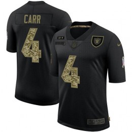 Las Vegas Raiders #4 Derek Carr Men's 2020 Salute To Service Camo Limited NFL Jersey Black