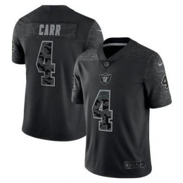 Las Vegas Raiders #4 Derek Carr Black Men's NFL Black Reflective Limited Jersey