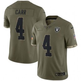 Las Vegas Raiders #4 Derek Carr Men's 2022 Salute To Service Limited Jersey – Olive