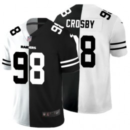 Las Vegas Raiders #98 Maxx Crosby Men's Black V White Peace Split Vapor Untouchable Limited NFL Jersey