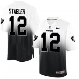 Las Vegas Raiders #12 Kenny Stabler White/Black Men's Stitched NFL Elite Fadeaway Fashion Jersey