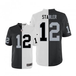 Las Vegas Raiders #12 Kenny Stabler White/Black Men's Stitched NFL Elite Split Jersey