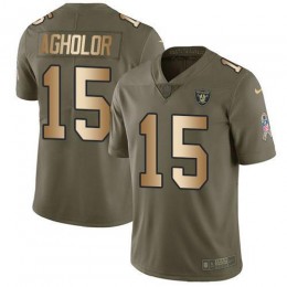 Las Vegas Raiders #15 Nelson Agholor Olive/Gold Men's Stitched NFL Limited 2017 Salute To Service Jersey