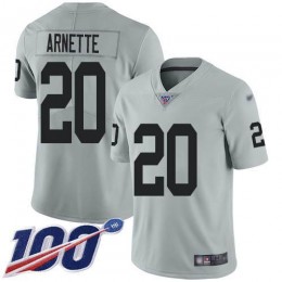 Las Vegas Raiders #20 Damon Arnette Silver Men's Stitched NFL Limited Inverted Legend 100th Season Jersey