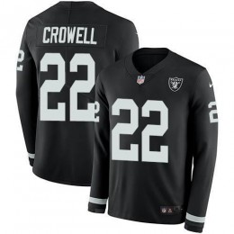 Las Vegas Raiders #22 Isaiah Crowell Black Team Color Men's Stitched NFL Limited Therma Long Sleeve Jersey