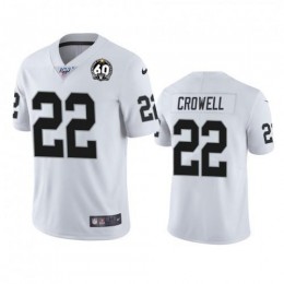 Las Vegas Raiders #22 Isaiah Crowell White 60th Anniversary Vapor Limited Stitched NFL 100th Season Jersey
