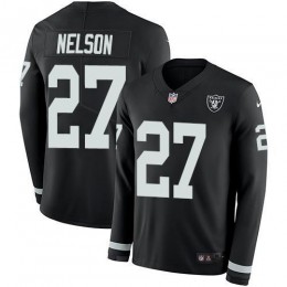 Las Vegas Raiders #27 Reggie Nelson Black Team Color Men's Stitched NFL Limited Therma Long Sleeve Jersey