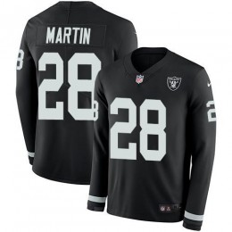 Las Vegas Raiders #28 Doug Martin Black Team Color Men's Stitched NFL Limited Therma Long Sleeve Jersey