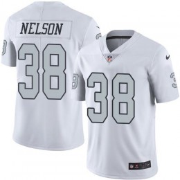 Las Vegas Raiders #38 Nick Nelson White Men's Stitched NFL Limited Rush Jersey
