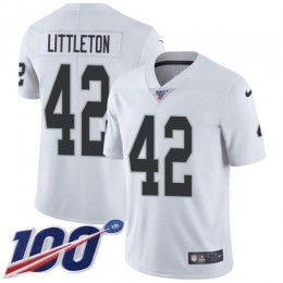 Las Vegas Raiders #42 Cory Littleton White Men's Stitched NFL 100th Season Vapor Untouchable Limited Jersey
