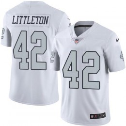 Las Vegas Raiders #42 Cory Littleton White Men's Stitched NFL Limited Rush Jersey