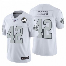 Las Vegas Raiders #42 Karl Joseph White 60th Anniversary Patch Men's Stitched NFL 100 Limited Color Rush Jersey