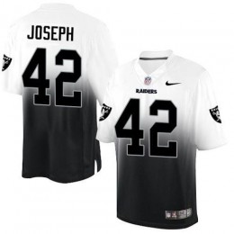 Las Vegas Raiders #42 Karl Joseph White/Black Men's Stitched NFL Elite Fadeaway Fashion Jersey