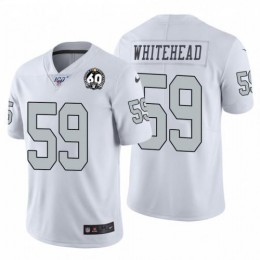 Las Vegas Raiders #59 Tahir Whitehead White 60th Anniversary Patch Men's Stitched NFL 100 Limited Color Rush Jersey