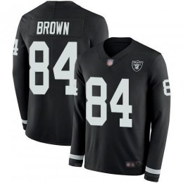 Las Vegas Raiders #84 Antonio Brown Black Team Color Men's Stitched NFL Limited Therma Long Sleeve Jersey