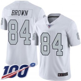 Las Vegas Raiders #84 Antonio Brown White Men's Stitched NFL Limited Rush 100th Season Jersey