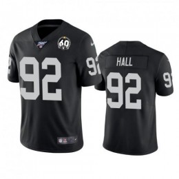 Las Vegas Raiders #92 P.J. Hall Black 60th Anniversary Vapor Limited Stitched NFL 100th Season Jersey