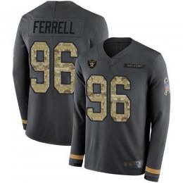 Las Vegas Raiders #96 Clelin Ferrell Anthracite Salute to Service Men's Stitched NFL Limited Therma Long Sleeve Jersey