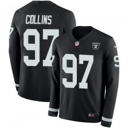 Las Vegas Raiders #97 Maliek Collins Black Team Color Men's Stitched NFL Limited Therma Long Sleeve Jersey