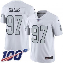 Las Vegas Raiders #97 Maliek Collins White Men's Stitched NFL Limited Rush 100th Season Jersey
