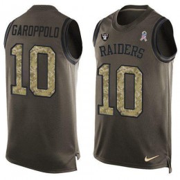 Raiders #10 Jimmy Garoppolo Green Men's Stitched NFL Limited Salute To Service Tank Top Jersey