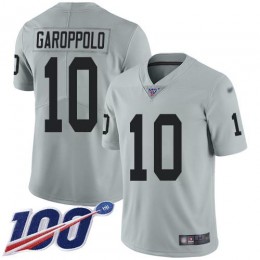 Raiders #10 Jimmy Garoppolo Silver Men's Stitched NFL Limited Inverted Legend 100th Season Jersey
