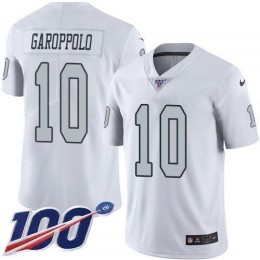 Raiders #10 Jimmy Garoppolo White Men's Stitched NFL Limited Rush 100th Season Jersey