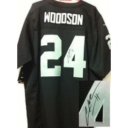 Raiders #24 Charles Woodson Black Team Color Men's Stitched NFL Elite Autographed Jersey