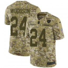 Raiders #24 Charles Woodson Camo Men's Stitched NFL Limited 2018 Salute To Service Jersey