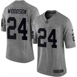 Raiders #24 Charles Woodson Gray Men's Stitched NFL Limited Gridiron Gray Jersey
