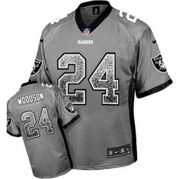 Raiders #24 Charles Woodson Grey Men's Stitched NFL Elite Drift Fashion Jersey