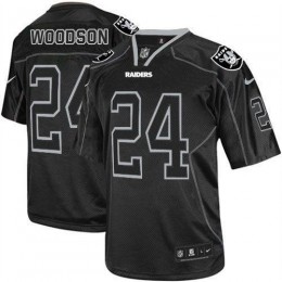 Raiders #24 Charles Woodson Lights Out Black Men's Stitched NFL Elite Jersey