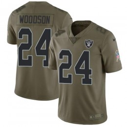 Raiders #24 Charles Woodson Olive Men's Stitched NFL Limited 2017 Salute To Service Jersey