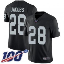 Raiders #28 Josh Jacobs Black Team Color Men's Stitched NFL 100th Season Vapor Limited Jersey
