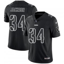 Raiders #34 Bo Jackson Black Men's Stitched NFL Limited Rush Impact Jersey