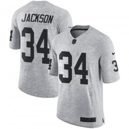 Raiders #34 Bo Jackson Gray Men's Stitched NFL Limited Gridiron Gray II Jersey