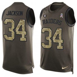 Raiders #34 Bo Jackson Green Men's Stitched NFL Limited Salute To Service Tank Top Jersey
