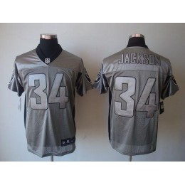 Raiders #34 Bo Jackson Grey Shadow Men's Stitched NFL Elite Jersey